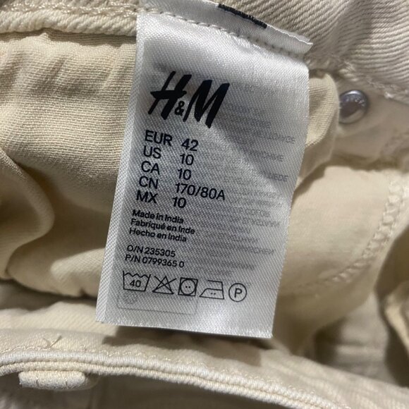 H&M &Denim Jeans Womens Size 10 Vintage Slim High Waist Beige Denim - Picture 3 of 15